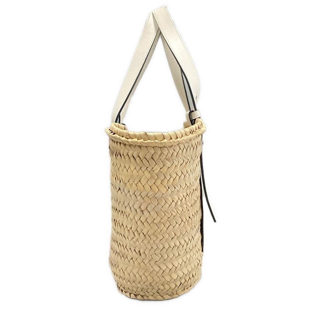 Loewe Natural Leaf Palm White Tote Bag Calfskin Basket - Picture 1 of 16